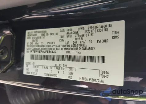 2018 Ford F-150 Xlt from USA, damaged, VIN 1FTEW1EP0JFE54439